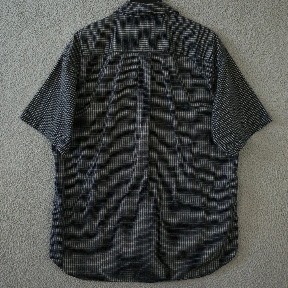 J Crew Shirt Mens Large Blue Green Grid Plaid Short Sleeve Button Up Preppy